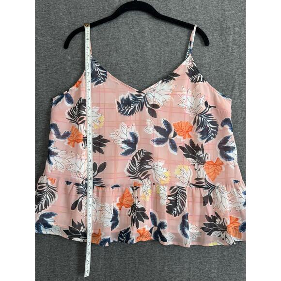 Babydoll Floral Peplum Top Pink Orange Blue Large Adjustable Straps Y2K Style - Picture 3 of 6